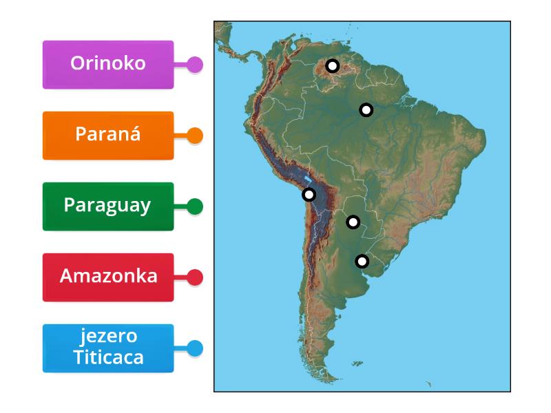 Jižní Amerika - vodstvo - Labelled diagram