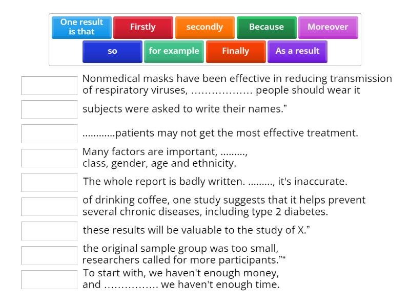 Linking words - Match up
