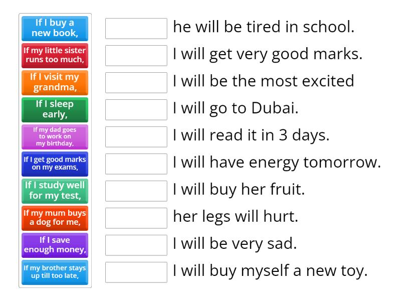 Subjunctive form- first conditional homework - Match up