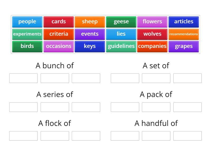 Adv 3 - Unit 14 (Quantifying nouns) - Part 1 - Group sort