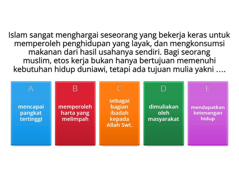 SOAL PILIHAN GANDA ETOS KERJA - Quiz