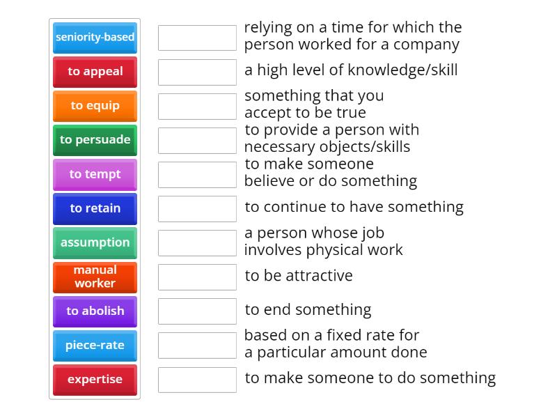 match words with their meanings - Match up