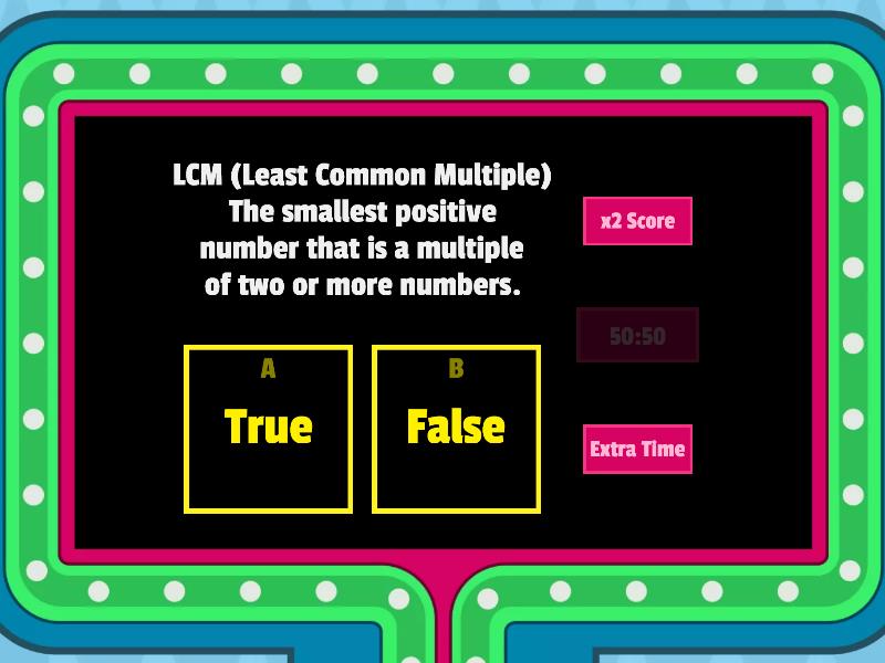 Lcm And Gcf Gameshow Quiz