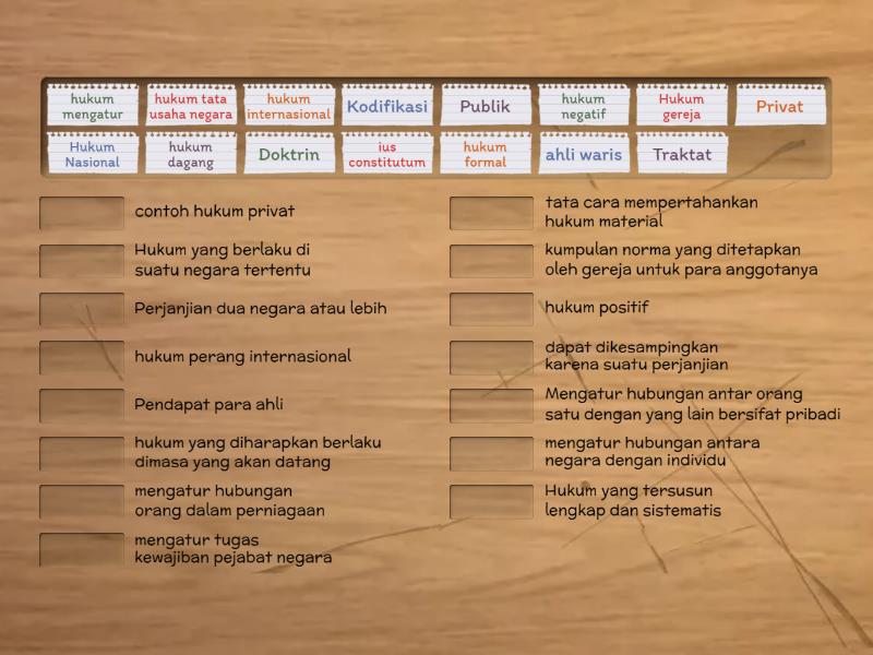 Penggolongan Hukum - Match Up