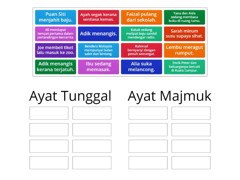 Ayat Tunggal Dan Ayat Majmuk Group Sort 0122