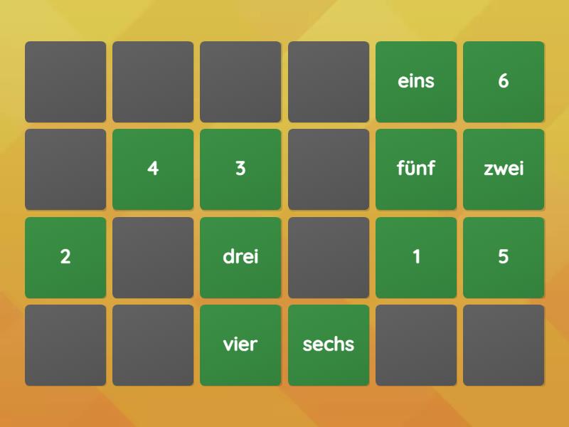 German number match 1-12 - Matching pairs