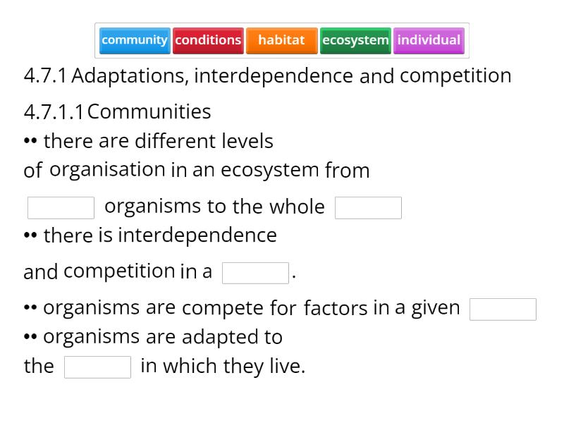 4.7.1 Adaptations, Interdependence And Competition - 4.7.1.1 ...