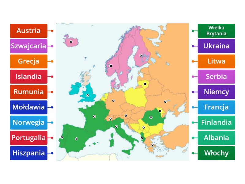 Mapa Polityczna Europy Rysunek Z Opisami