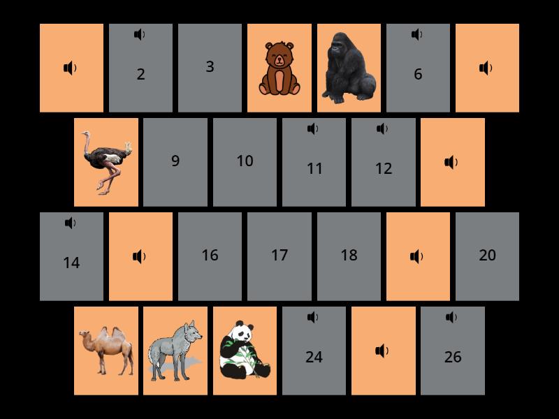 Topic vocabulary - land animals - Matching pairs