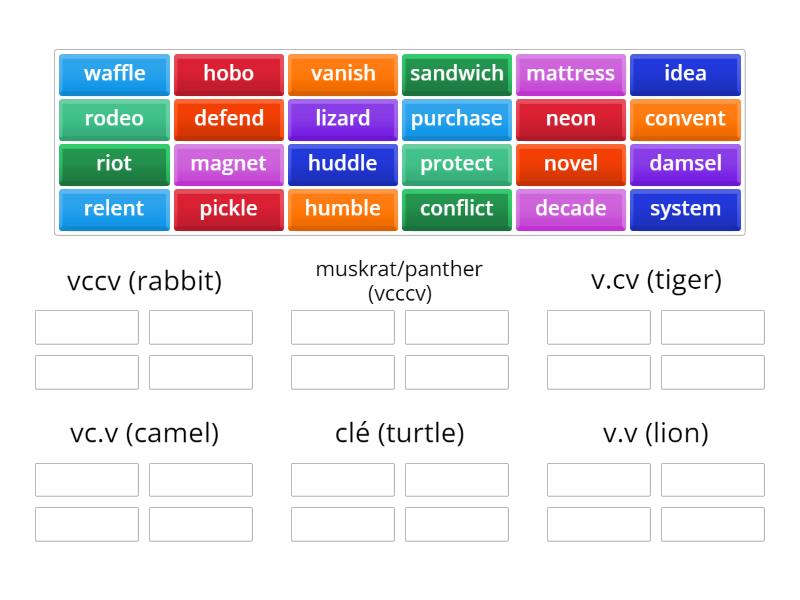 All Syllable Division Patterns 2 - Group sort