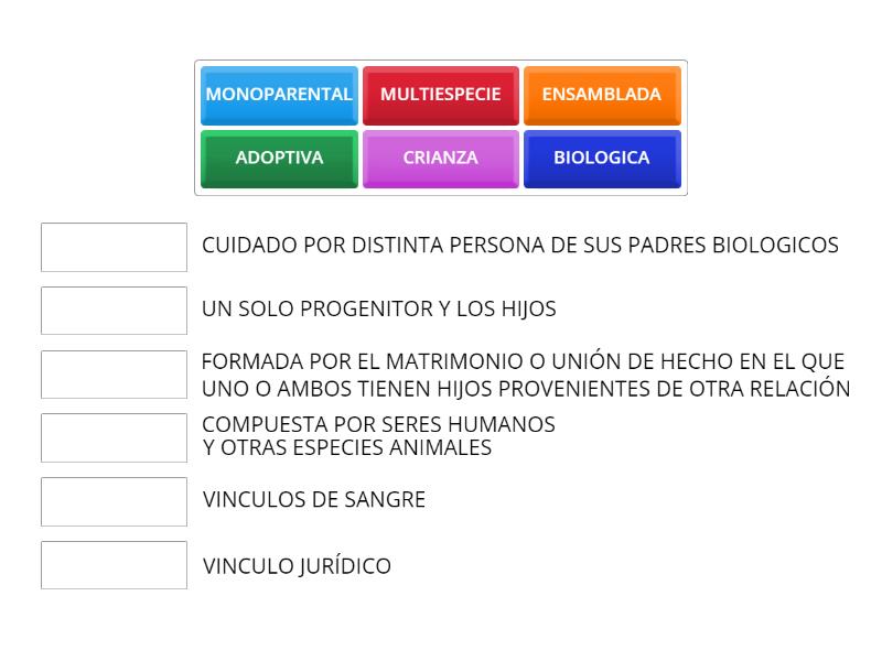 ALGUNOS TIPOS DE FAMILIA - Une las parejas
