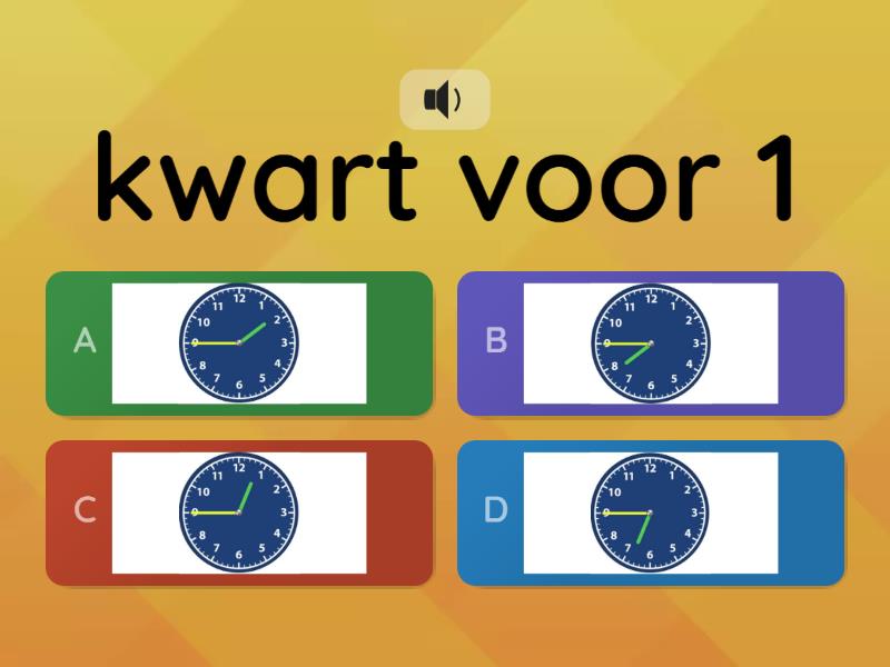 kwart voor - quiz tekst / klok - Cuestionario