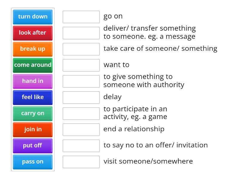 B1 10B Multi-word verbs - Match up