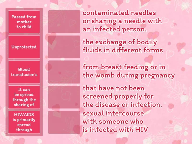 3. Causes of HIV/AIDS - Match up
