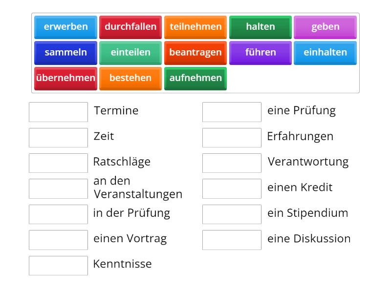 Nomen-Verb Studium - Match up