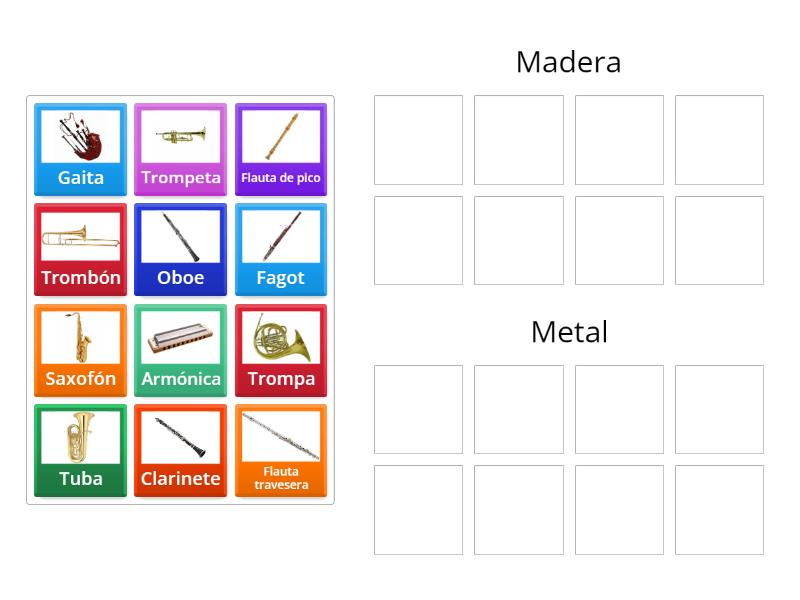 Clasificación Instrumentos De Viento - Ordenar Por Grupo