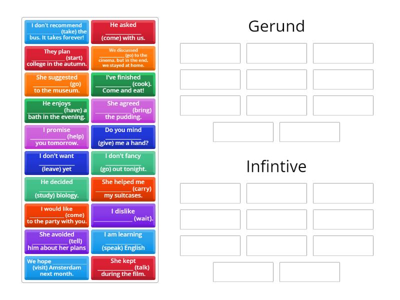 Gerund vs Infinitive sort - Group sort