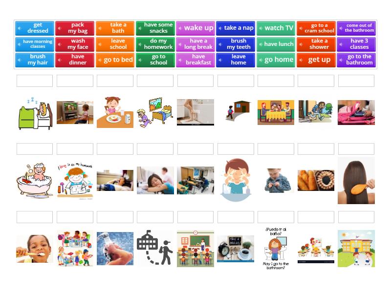 Daily Routine/ Activities - Une las parejas