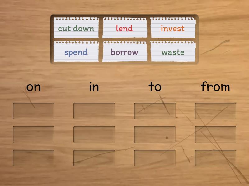 Prepositions (money) - Group sort