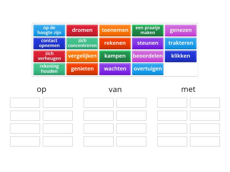 Tc B Thema Welk Voorzetsel Hoort Bij Het Werkwoord Group Sort