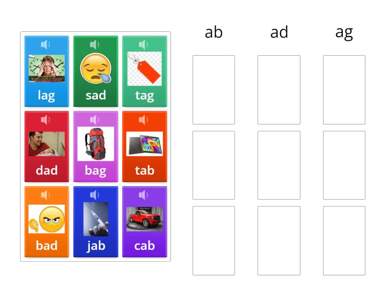 'ab' and 'ad' and 'ag' words - Group sort