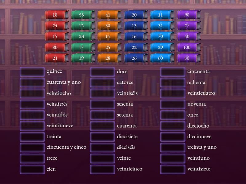  Spanish Numbers 11 100 Match Up