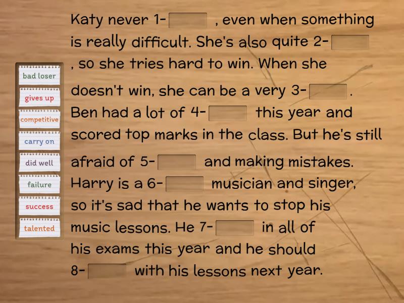 SPEAKOUT B1 - Unit 4: Vocabulary (success) - Complete the sentence