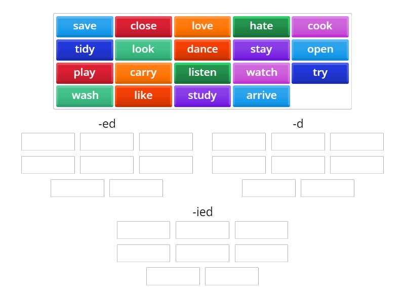 Past simple: regular verbs -d/-ed/-ied - Group sort