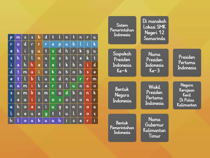 Game Sistem Pemerintahan - Wordsearch