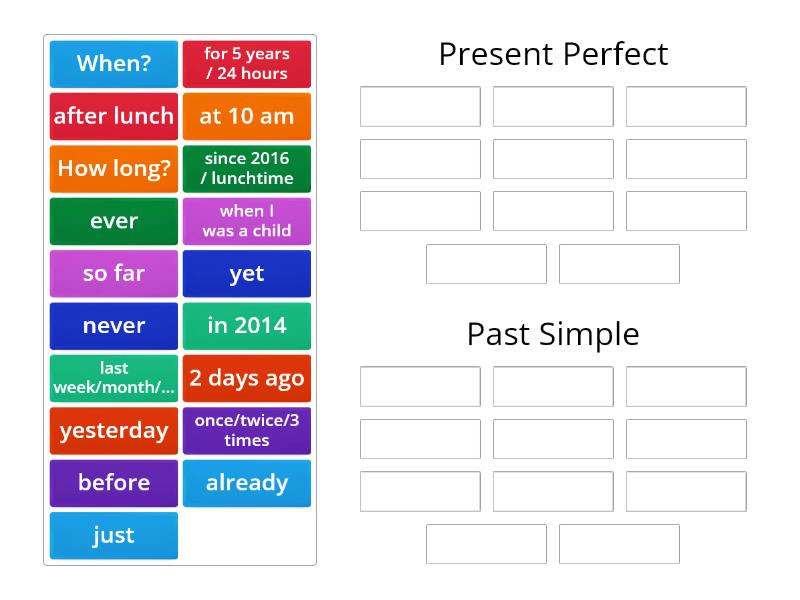 Present Perfect vs Past Simple - time expressions - Group sort