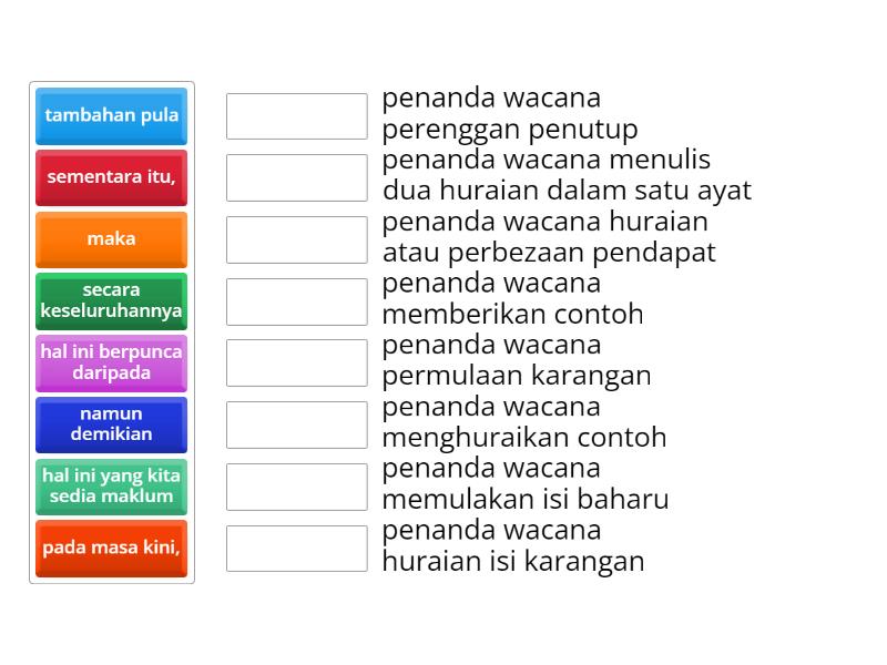 Tentukan Jenis Penanda Wacana Match Up