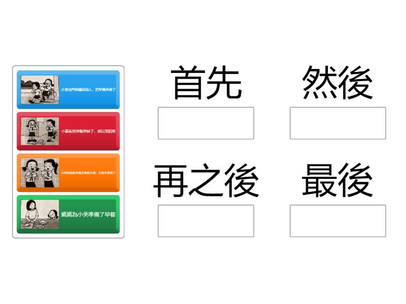 細心觀察圖片，並排列正確次序。 - Group sort