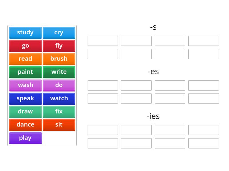 Present Simple S Es Ies Group Sort