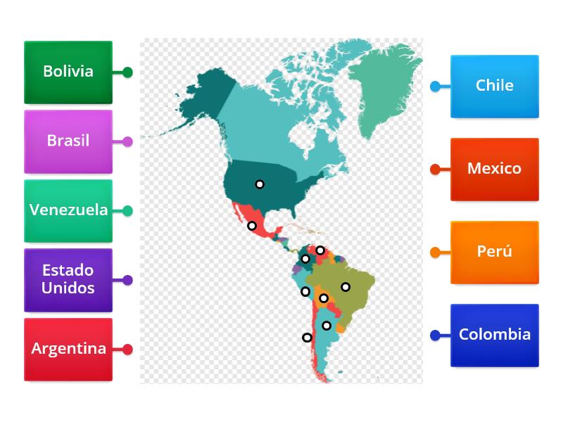 Encuentra el pais en el mapa - Labelled diagram