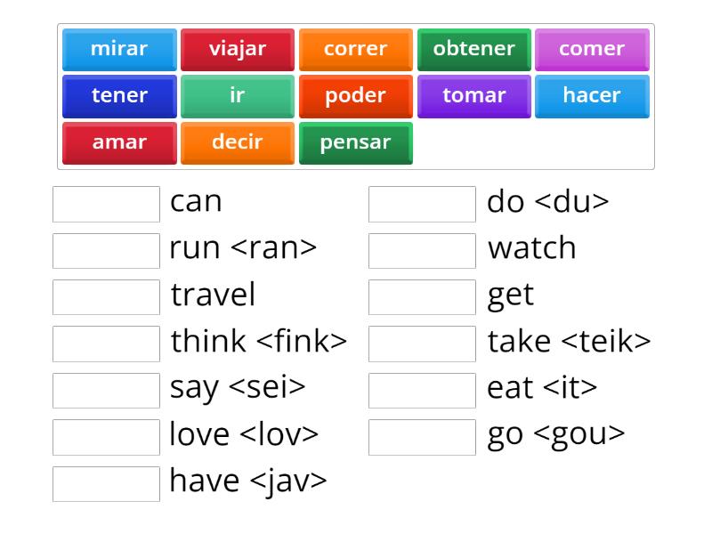 Main Common Verbs - Match up