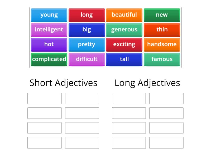 Comparative adjectives - Group sort