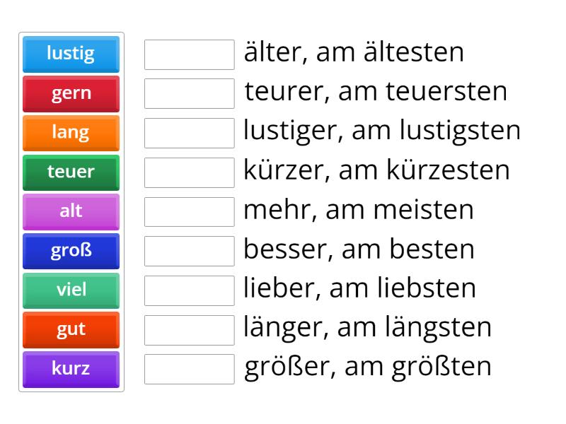 Adjektive - Steigerung (Komparativ, Superlativ) - Match Up