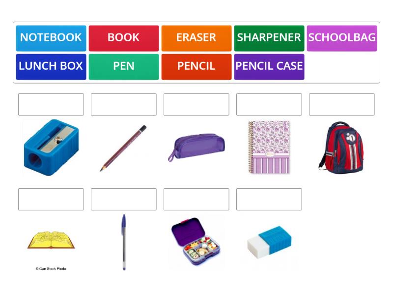 School objects - Une las parejas