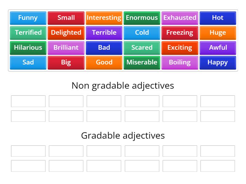 Gradable And Non Gradable Adjectives - Ordenar Por Grupo