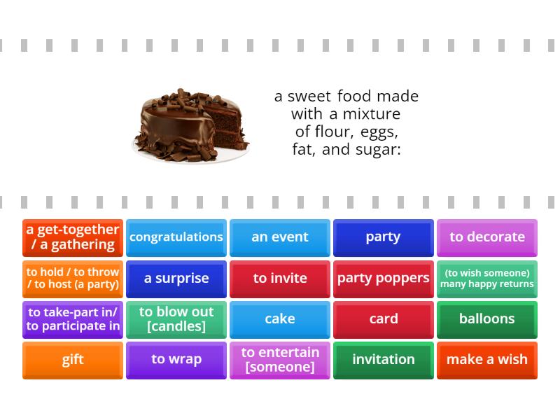 SPECIAL OCCASIONS: Vocabulary (B1) - Find the match