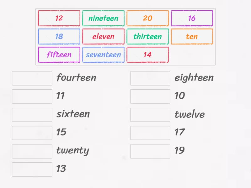 Numbers Revision - Match up