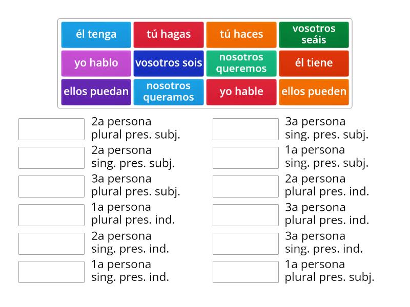 Presente de subjuntivo o indicativo - Match up