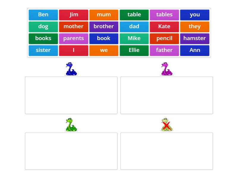 Present Simple (identifying 3rd person singular) - Group sort