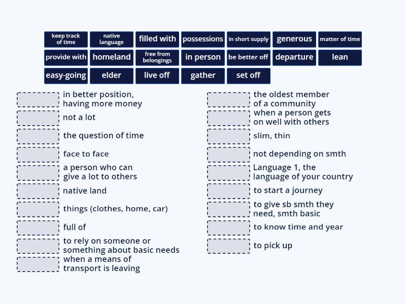 On Screen B1+ 1A VOCABULARY - Match up