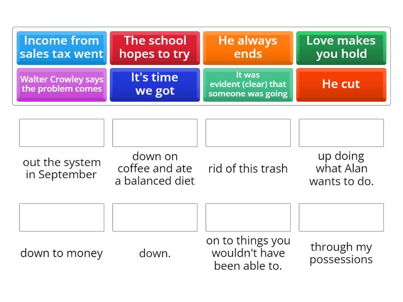 match the beginnings of the sentences with their endings - Match up