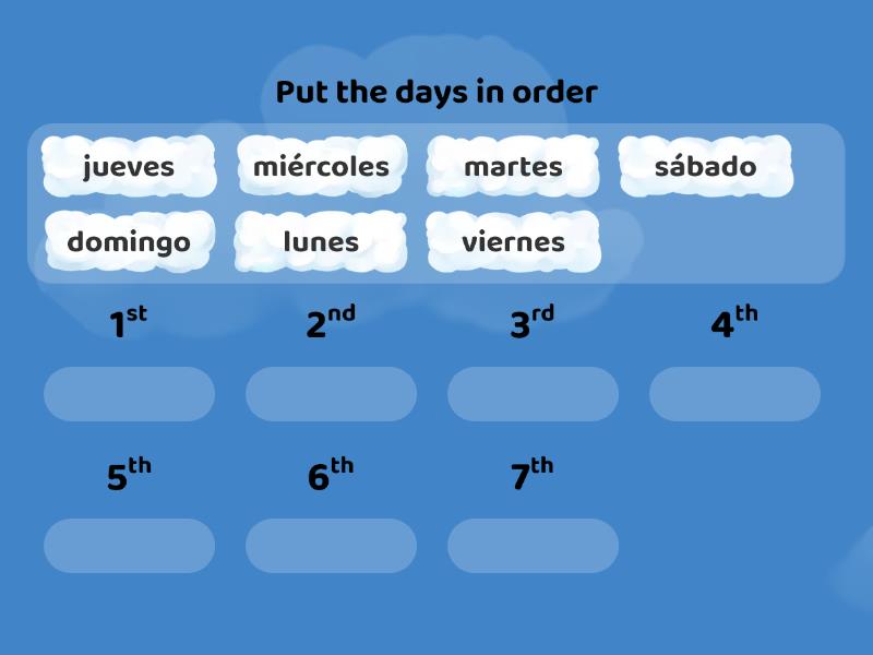 days of the week in spanish in alphabetical order