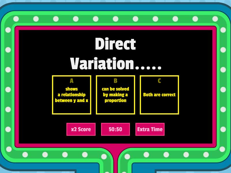Warm Up - Direct Variation - Gameshow quiz