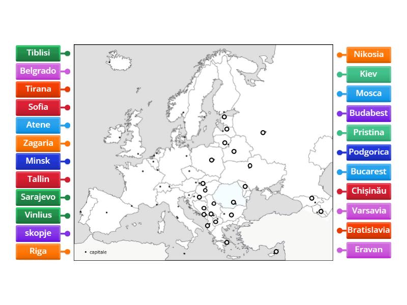 Mappa Capitali Europee 2 - Labelled Diagram