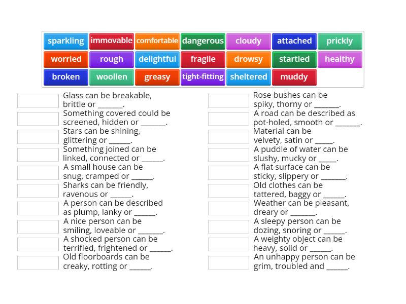 Adjectives match - Match up