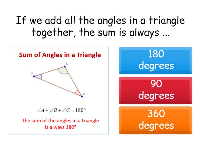 find the sum of the angle measures of a triangle